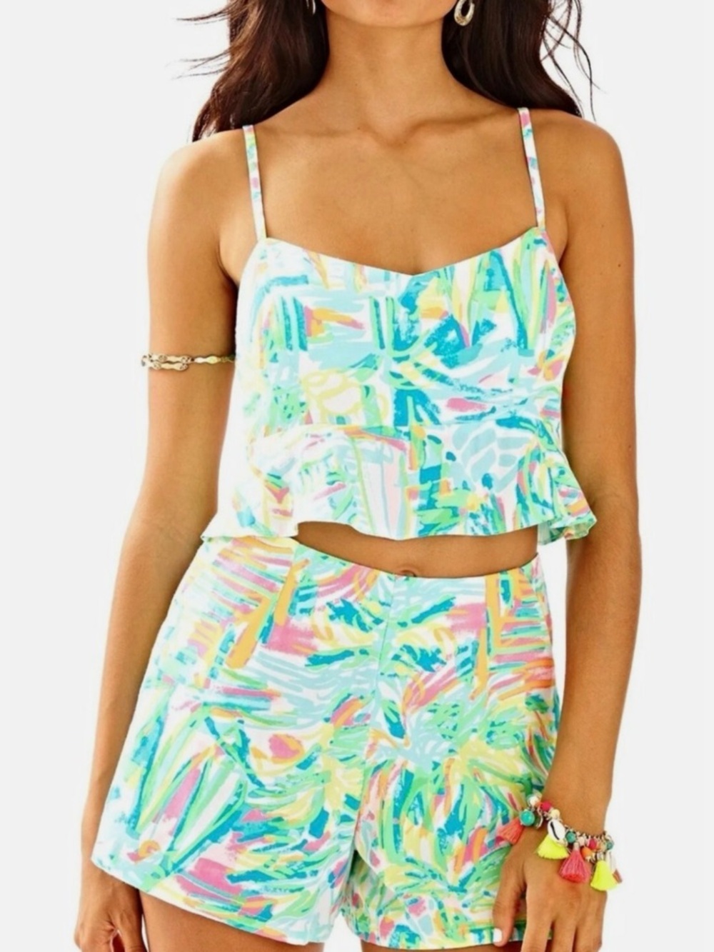 Lilly Pulitzer Linnea Crop Top Set Sea Salt & Sun Size 0